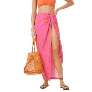 L*Space Pink and Orange Floral Sarong Beach vacation lounge tropical